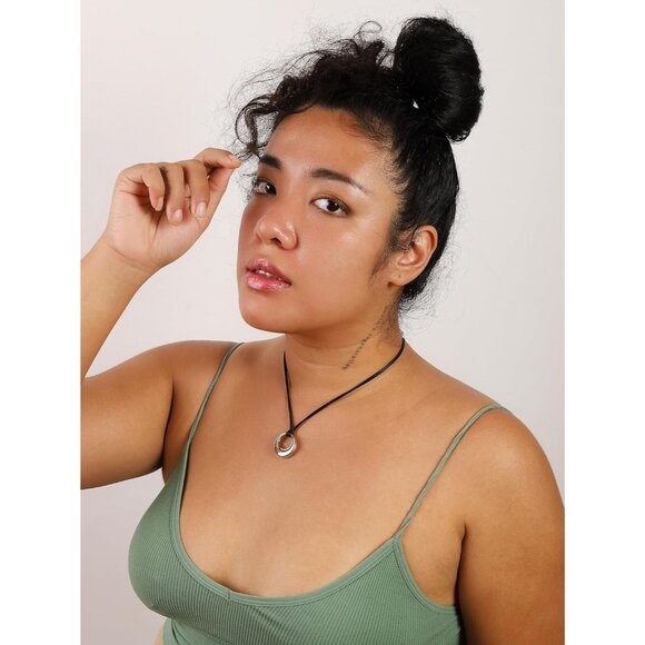 Black O Ring Choker Necklace Faux Leather Stainless Steel Punk Goth Jewelry - Picture 4 of 6